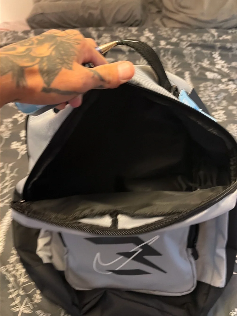 Nike x Russell Wilson NFL Light Gray and Black Men's Backpack with Front Logo